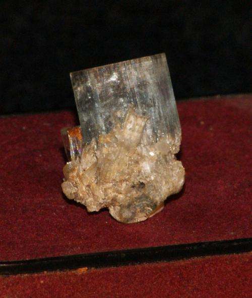 Aquamarine crystal with smaller crystals